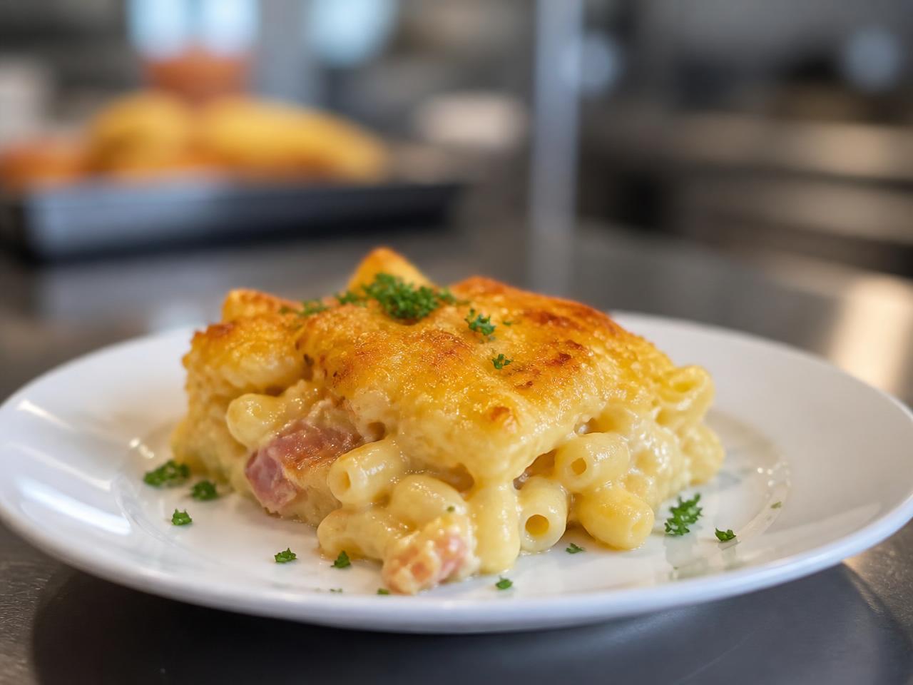 Macaroni jambon-fromage gratinés