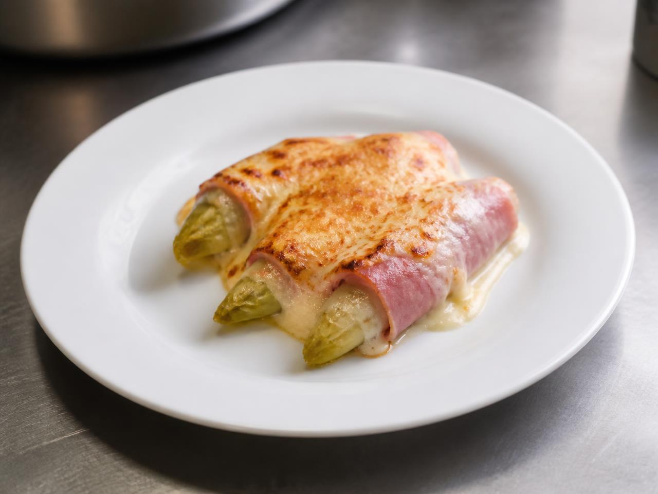 Chicons au gratin, jambon & béchamel